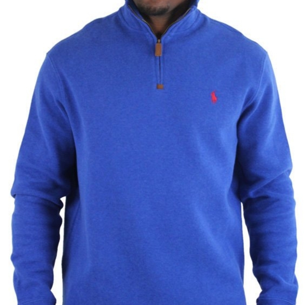 Ralph Lauren Polo Men's French Rib Half Zip Pullover Sweater Royal Blue Preppy